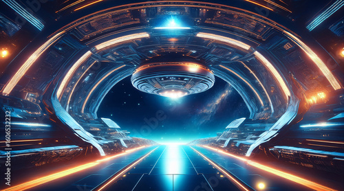 This captivating spaceship background showcasing advanced technology