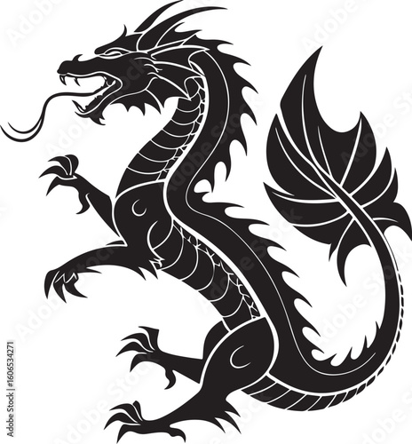 Wallpaper Mural Traditional Chinese Dragon Silhouette in Bold Black  Torontodigital.ca
