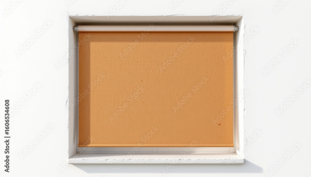 Fototapeta premium a high resolution, ultra sharp isolated solar window shade made from lightweight cork board, placed on a pure white background with no shadow or minimal soft shadows only