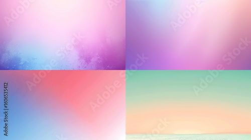 Four soft, color gradient backgrounds. Each quadrant features pastel hues blended beautifully