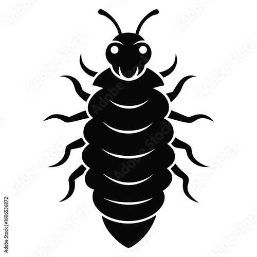 Stylized Vector Illustration of a Bed Bug Featuring Segmented Body and Prominent Antennae Ideal for Pest Control or Educational Purposes