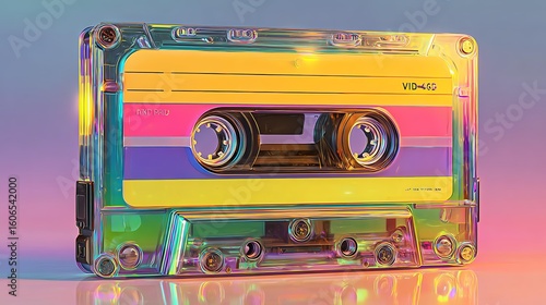Pop heritage flashback icon remix art, heritage flashback remix, heritage flashback collage Retro audio cassette with vibrant colors.