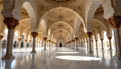 an interior space of a grand building with an architectural style that suggests historical significance  possibly of islamic design