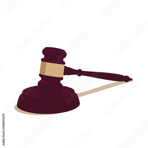 Legal gavel silhouette on white background, justice symbolism
