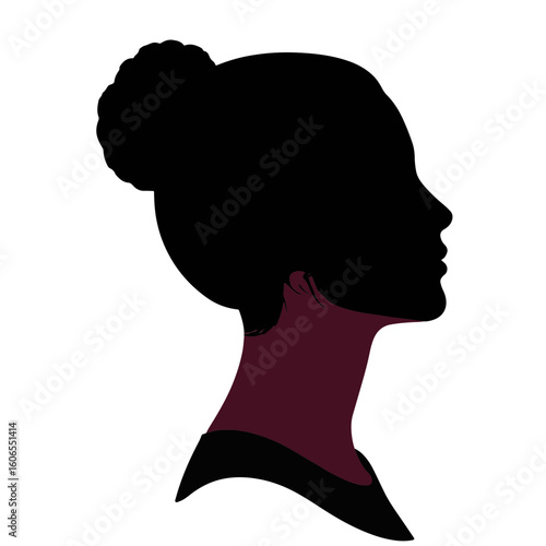 Elegant silhouette profile of a woman over white background, minimalism
