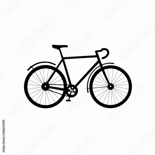 Vintage bicycle with black frame and white wheels isolated on white background