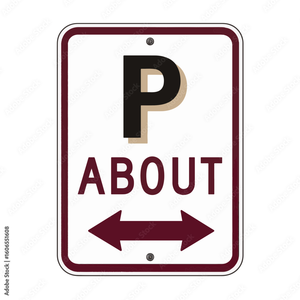 Parking sign silhouette in black and burgundy on white background, urban signage Parking sign silhouette in black and burgundy on white background, urban signage