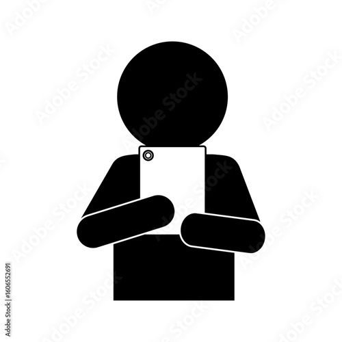 タブレットを操作する人物のピクトグラム