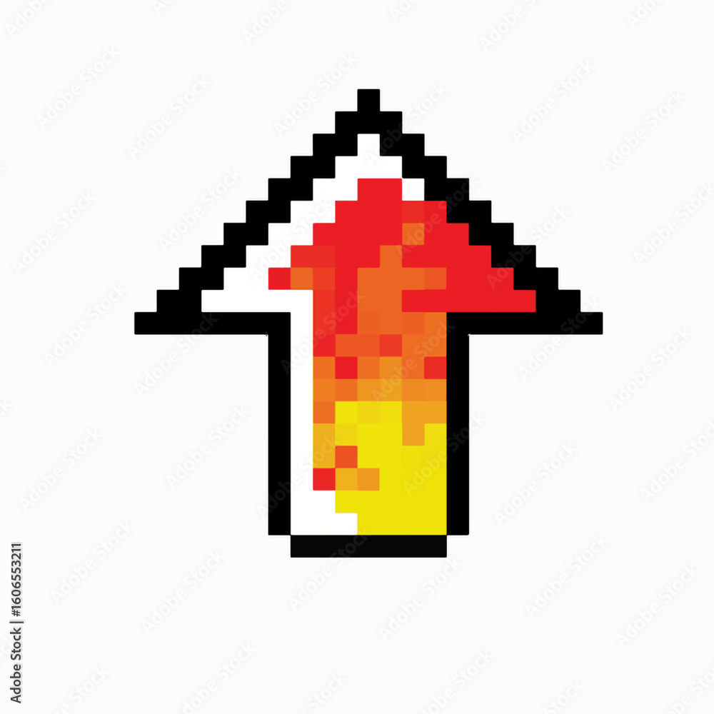 Obraz premium red with yellow fire pixel arrow