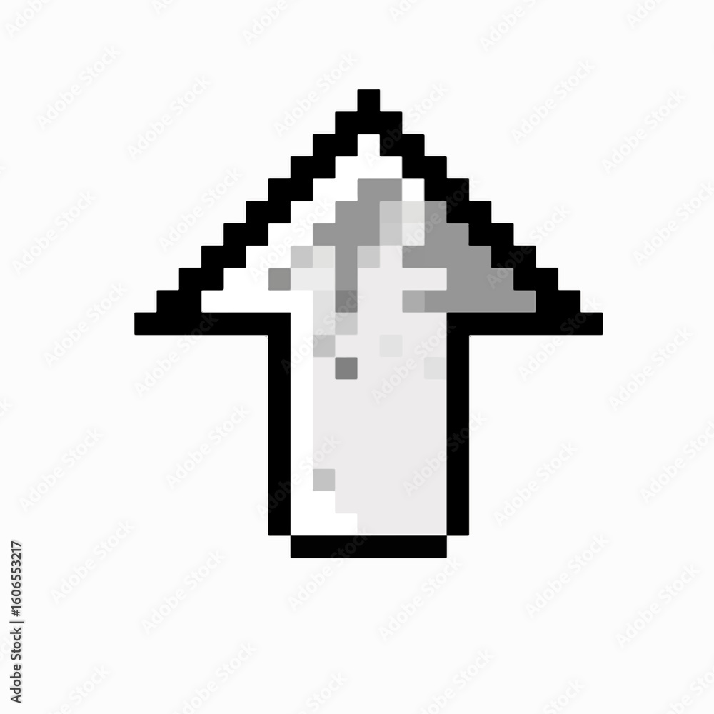 Obraz premium gray with white fire pixel arrow
