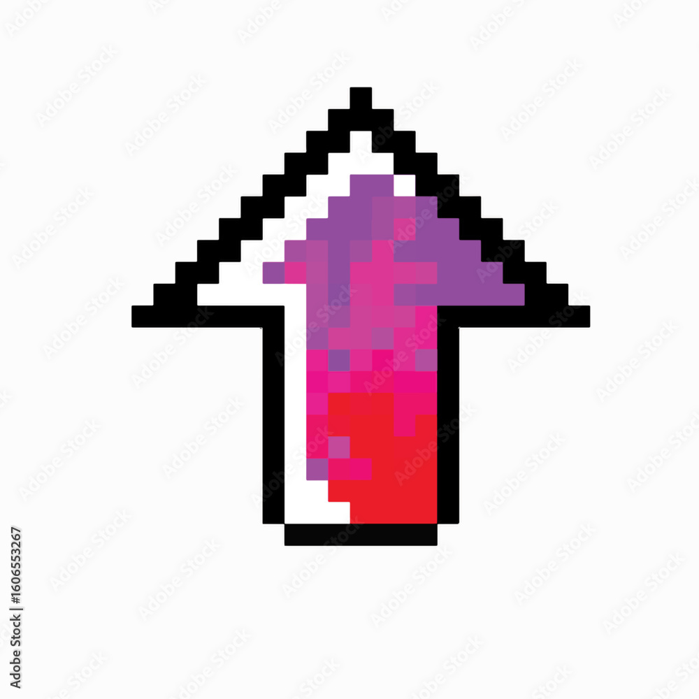 Obraz premium purple with red fire pixel arrow