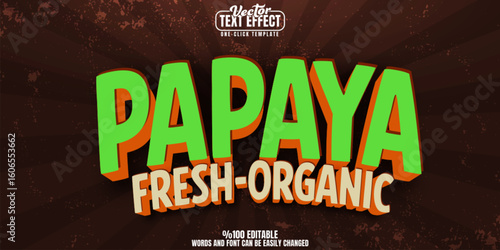 Papaya editable text effect, customizable fresh and organic 3d font style