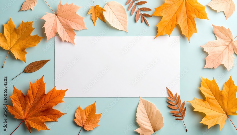 Autumn leaf arrangement home office desk seasonal decor cozy environment top view nature inspired creativity Autumn leaf arrangement home office desk seasonal decor cozy environment top view nature inspired creativity