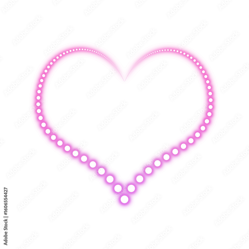 Glowing pink heart frame with dotted pattern on transparent background
Glowing pink heart frame with dotted pattern on transparent background