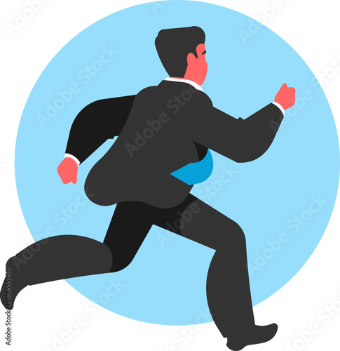 Running Businessman in Hurry – Time Management and Urgency Concept