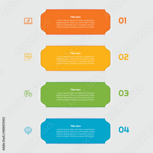 Clean Flat Infographic with 4 Square Steps. Perfect for visualizing processes or options. Fully customizable vector for any project.