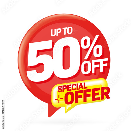 Up to 50% percent off special offer sale sticker Vector