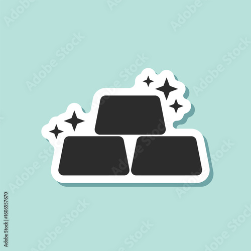 Gold bar stack sticker icon in flat style. Golden ingot vector illustration on isolated background. Financial treasure sign business concept.