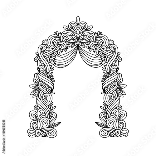 Ornate decorative arch with intricate floral patterns and details  