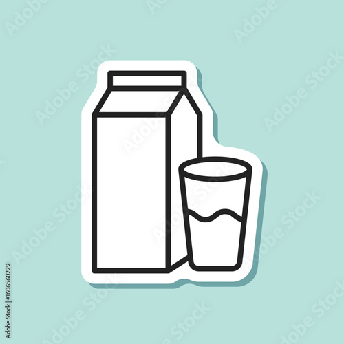 Milk bottle sticker icon in flat style. Dairy product vector illustration on isolated background. Milky liquid sign business concept.
