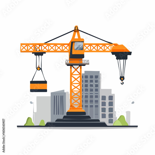 Use construction-related symbols like a hammer or crane to depict strength. A combination of orange and dark gray communicates durability and reliability