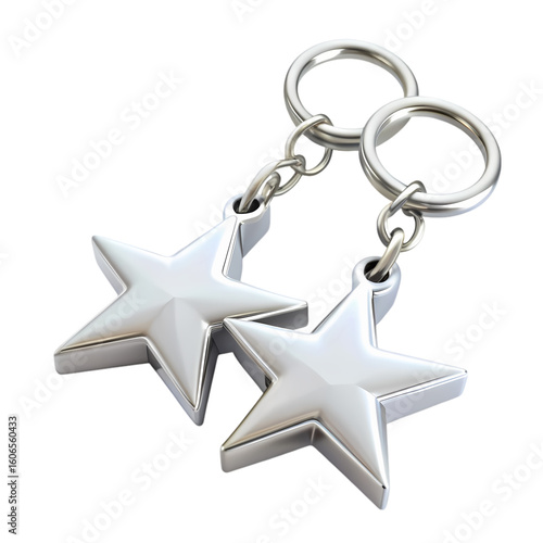 Pair of Silver Star Keychains