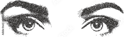 Eye vintage y2k stipple art, vision halftone stipple brutalist retro vector png with transparent background, iris 2000s aesthetic photocopy effect tattoo