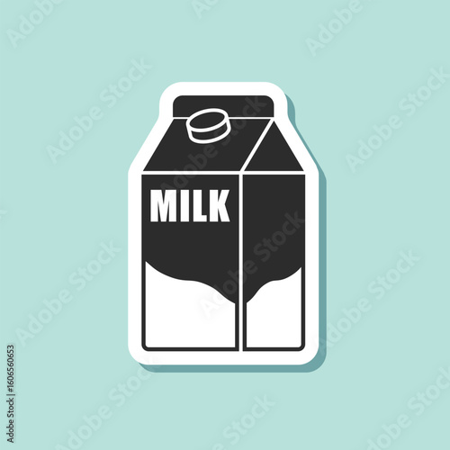 Milk bottle sticker icon in flat style. Dairy product vector illustration on isolated background. Milky liquid sign business concept.