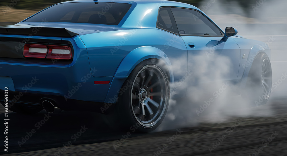 Fototapeta premium Car drifting with motion and smoke