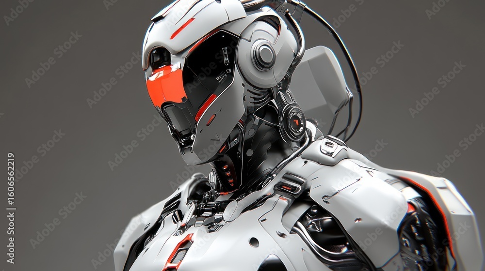 Fototapeta premium Futuristic robot head and torso