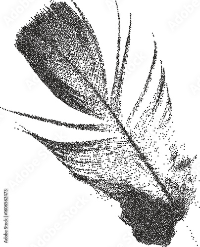 Feather vintage y2k stipple art, plume halftone stipple brutalist retro vector png with transparent background, soft 2000s aesthetic photocopy effect tattoo