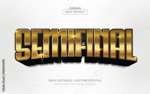 Semifinal Gold Shiny Editable Text Effect Style Premium Vector