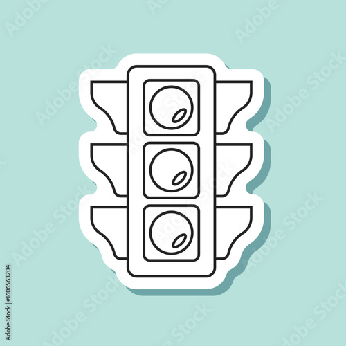 Traffic light sticker icon in flat style. Stoplight vector illustration on isolated background. Semaphore sign business concept.