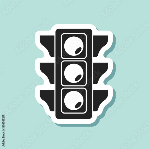 Traffic light sticker icon in flat style. Stoplight vector illustration on isolated background. Semaphore sign business concept.