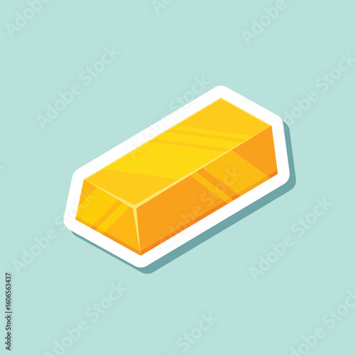 Gold bar stack sticker icon in flat style. Golden ingot vector illustration on isolated background. Financial treasure sign business concept.