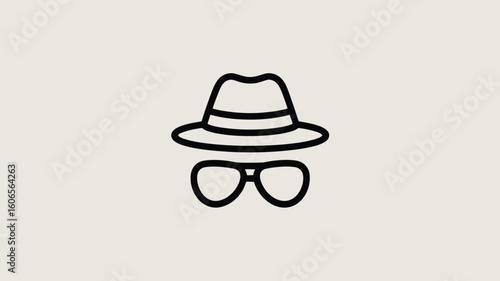 Incognito Mode Icon Hat and Sunglasses Symbolizing Privacy and Anonymity