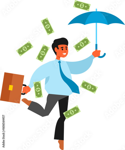 Money Rain Falling from Sky – Wealth and Financial Success Concept