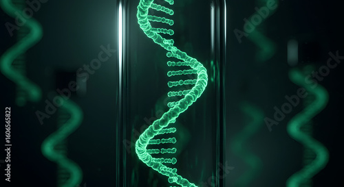Green DNA Helix in a Test Tube