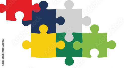 Colorful interlocking puzzle pieces symbolizing teamwork, connection, and problem solving