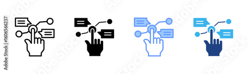 Interaction icon set multiple style collection