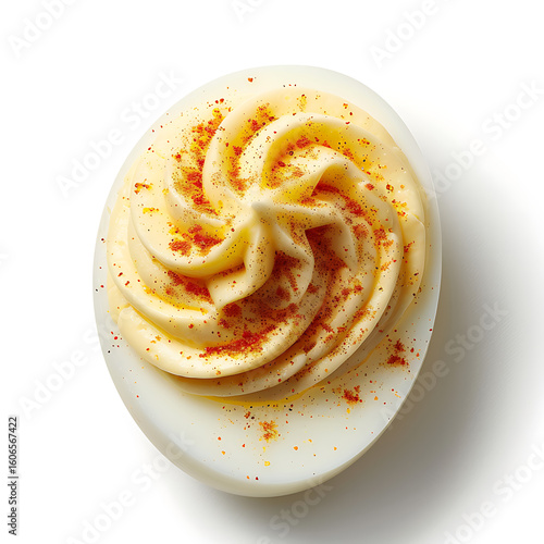 Deviled Egg with Creamy Filling and Paprika Garnish