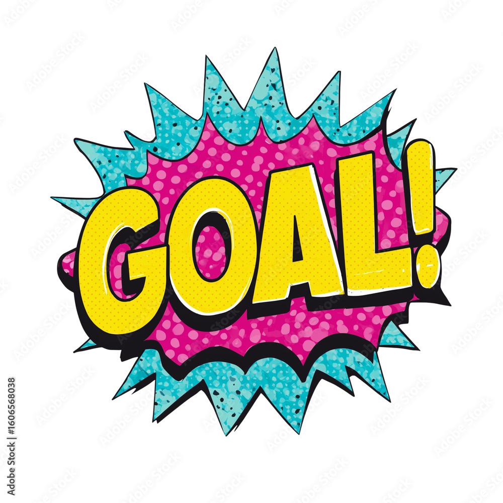 Naklejka premium Colorful comic style speech bubble with text goal