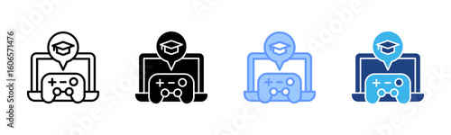 Gamification icon set multiple style collection