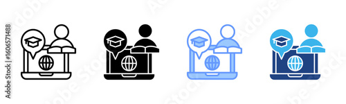 Blended Learning icon set multiple style collection
