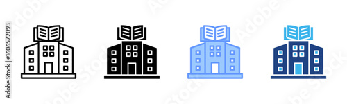 Library icon set multiple style collection