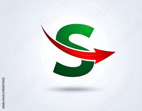 Abstract logo design featuring a capital letter S and a red arrow