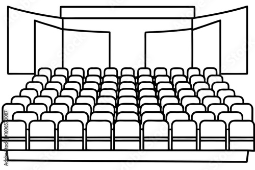  Empty Auditorium with Stage Coloring Page - Printable Public Space