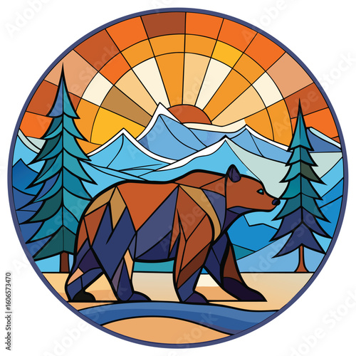 Vector illustration of a majestic lion and a powerful horse sailing on a summer ocean wave under the sun