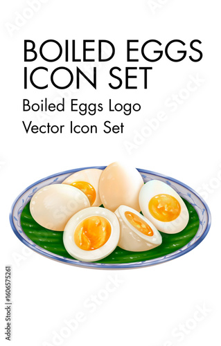 Boiled EGGs Logo vector Icon set