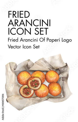 Fried arancini Logo vector Icon set